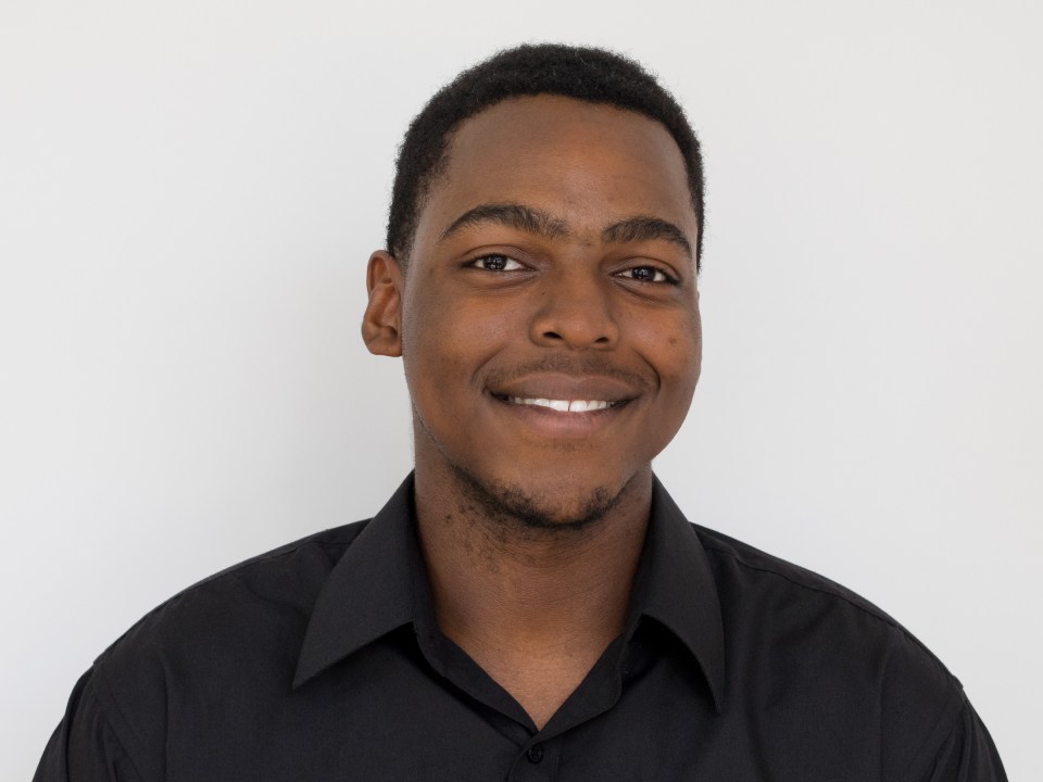 Head shot of young man on white